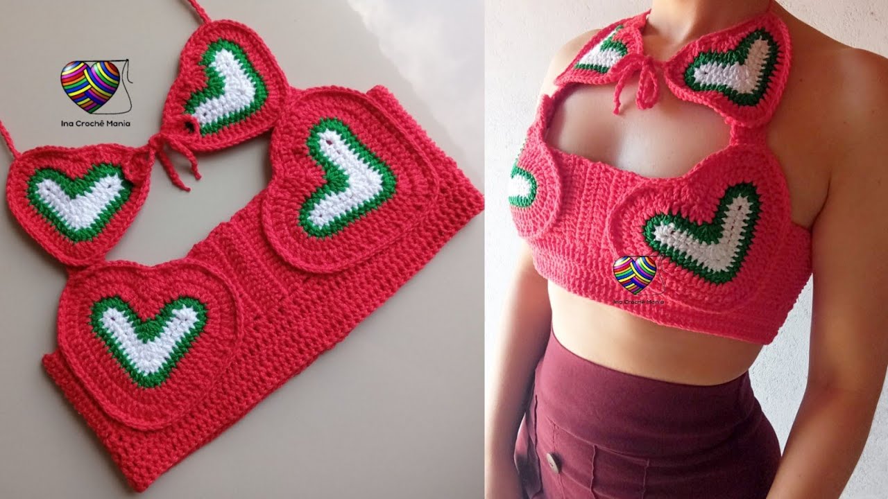 Top de croche coração PP,P,M,G e GG #top #croche #coracao