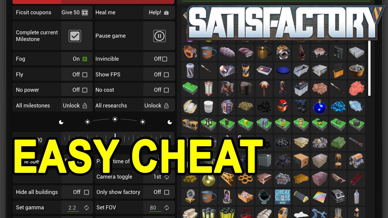 Easy Cheat and 8 more Satisfactory MODS
