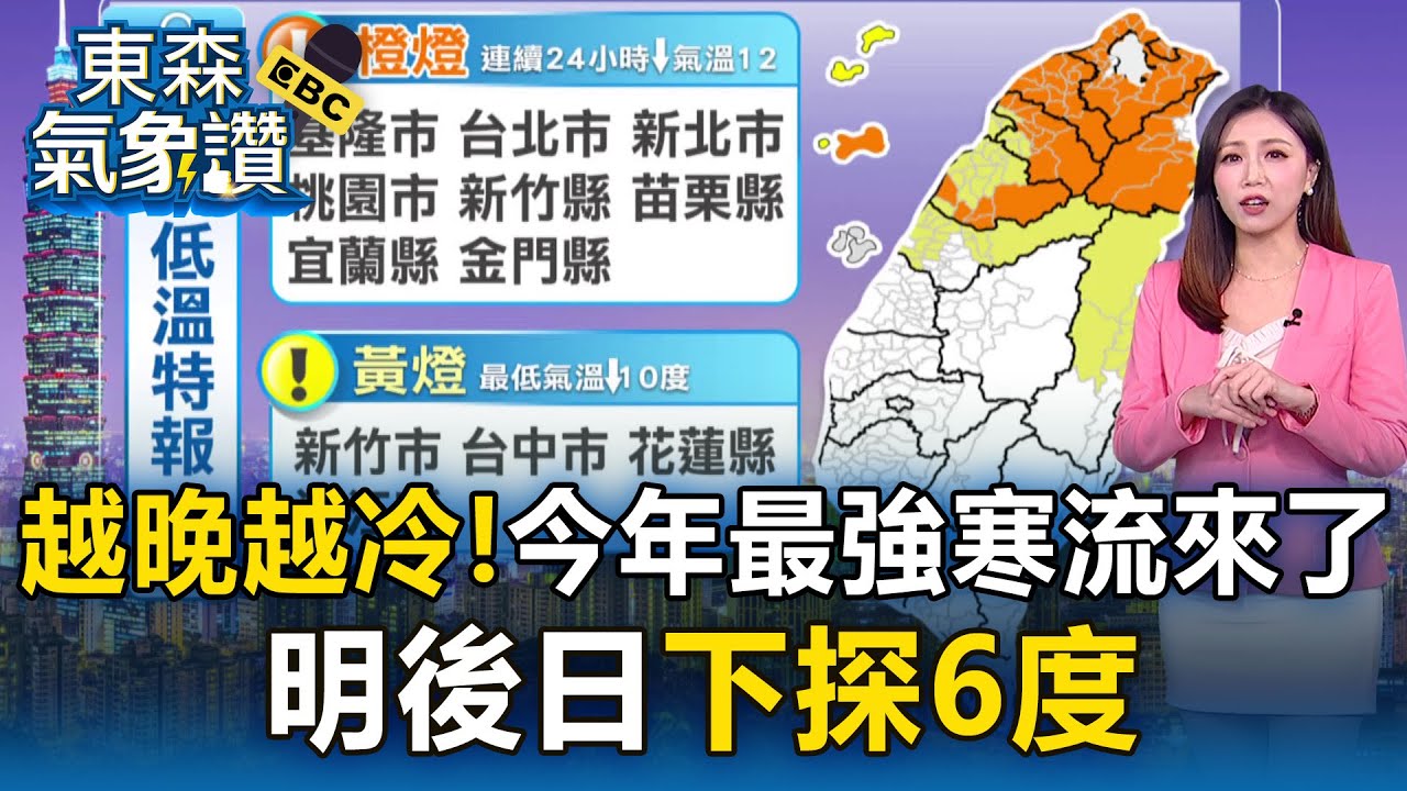 越晚越冷！今年最強寒流來了 明後日下探6度【東森氣象讚】