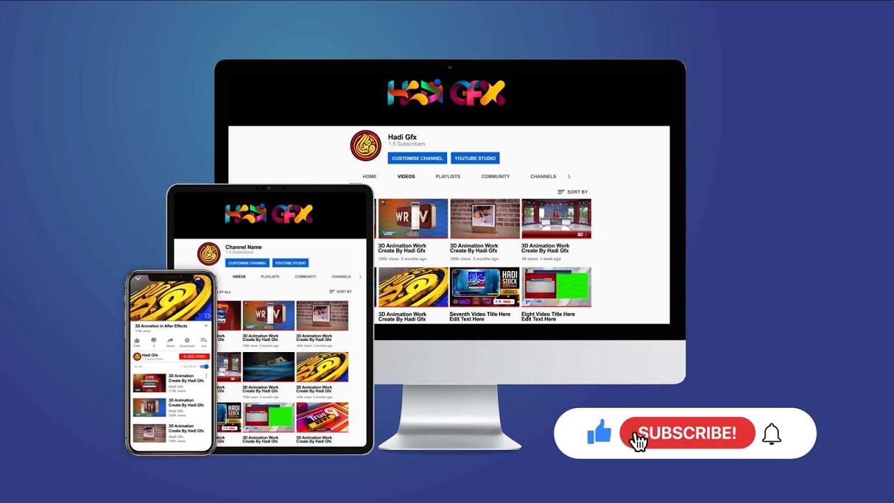 Subscribe Theme For Youtube Channel, Subscriber Outro Animations, Hadi Gfx Social Pack