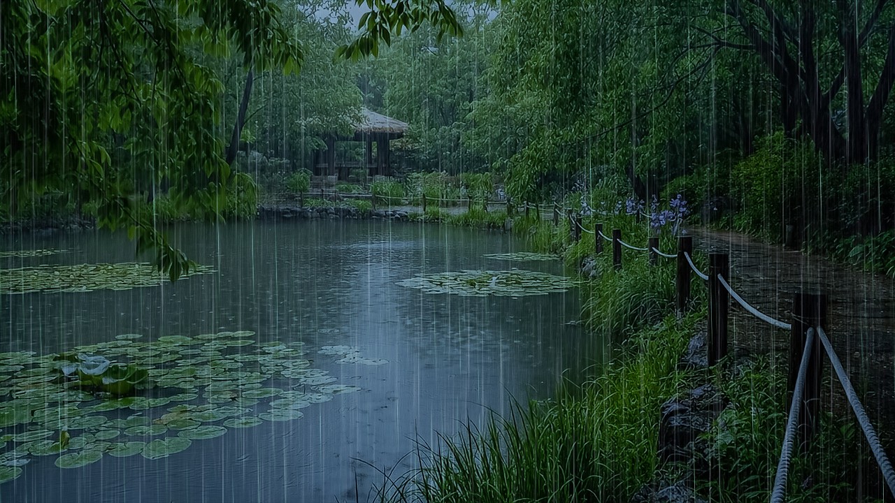 Relax Your Soul with Gentle Rain on Forest Lake to Deep Sleep | Natural Rain ASMR to Cure Insomnia