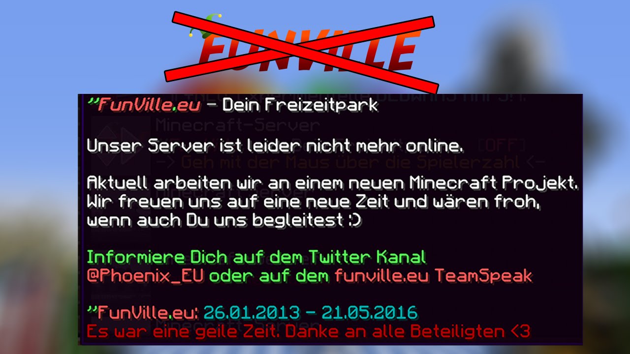 FunVille.eu ist offline!  | #FVABSCHIED | CubeConLP