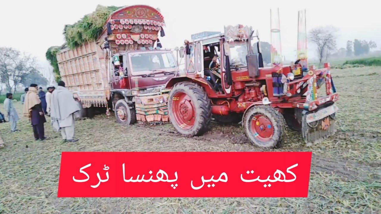 Belarus 520 tractor pulling loaded truck 🚜👈