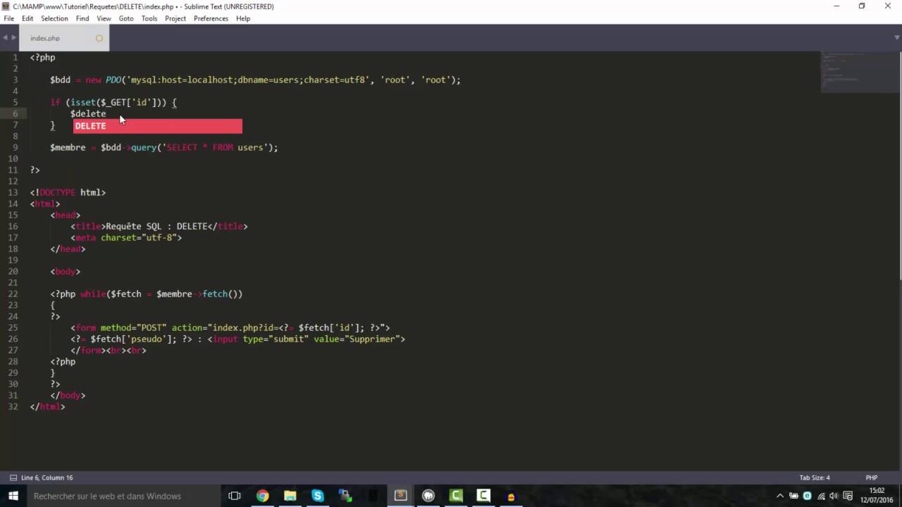 [TUTO] PHP - Les requêtes SQL [DELETE]