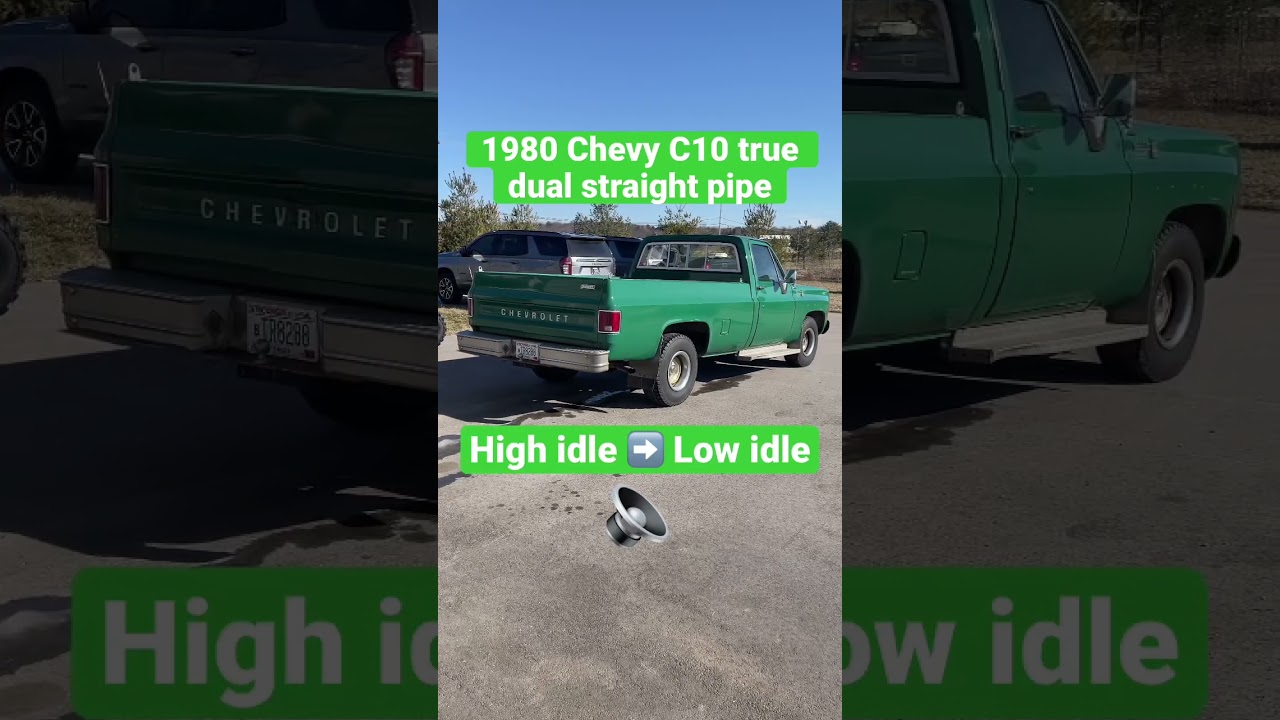 True dual straight pipe C10 high idle to low idle #c10trucks  #squarebody #chevy #truck  #exhaust