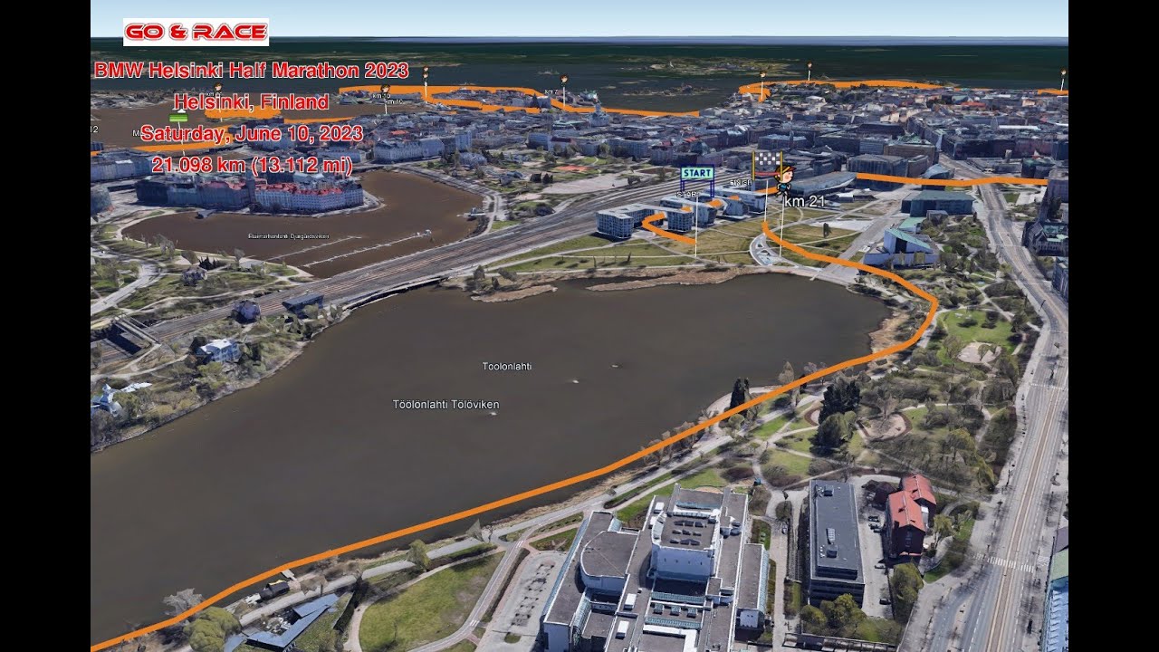 BMW Helsinki Half Marathon 2023: fly over the race path!