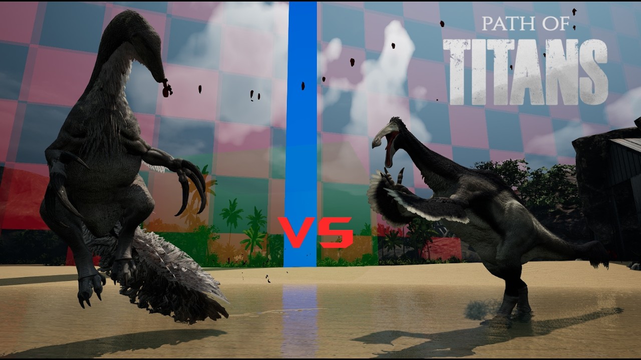 Deinocheirus vs therizinosaurus path of titans