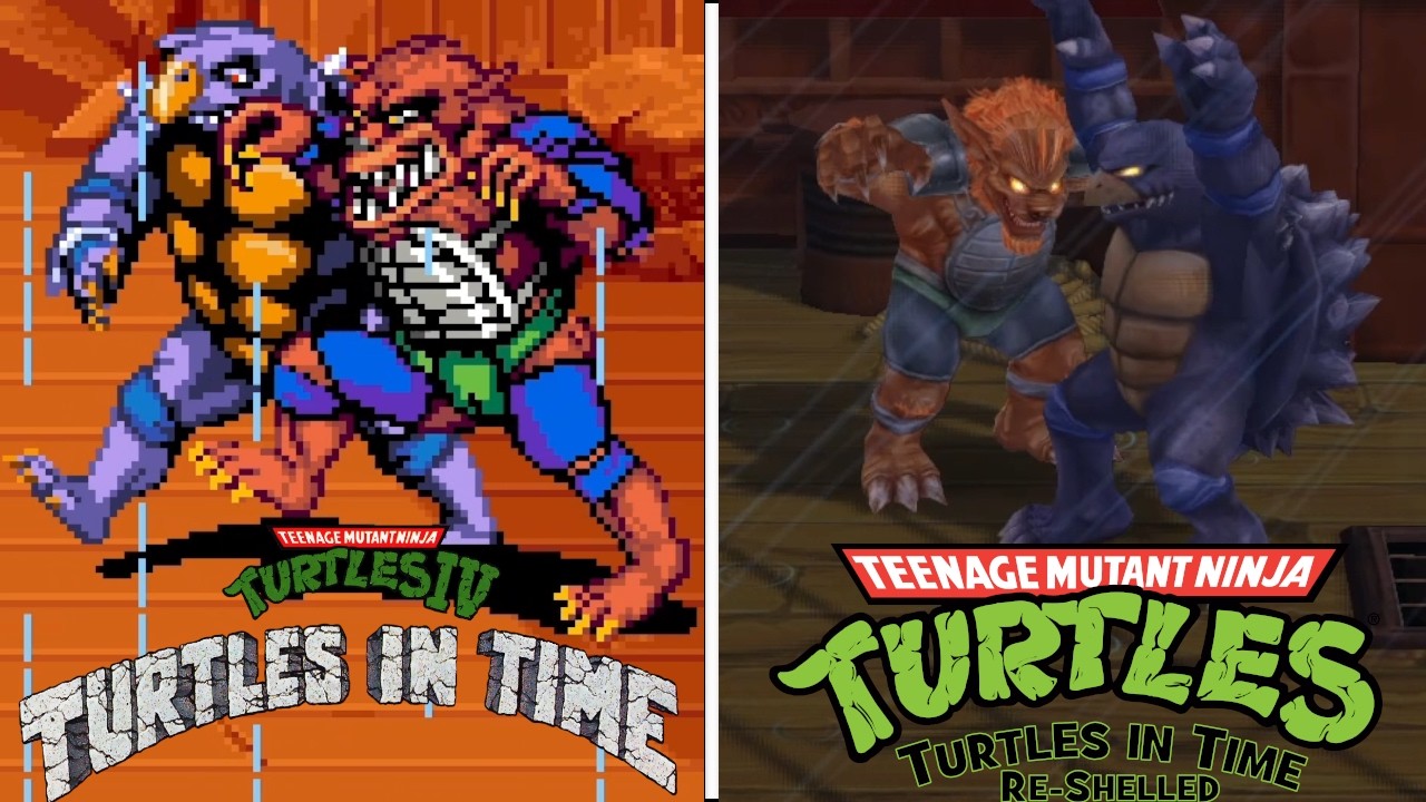 🐢TMNT: Turtles in Time Re-Shelled🐢 - All Bosses Comparison Arcade (1991) vs Remake (2009)