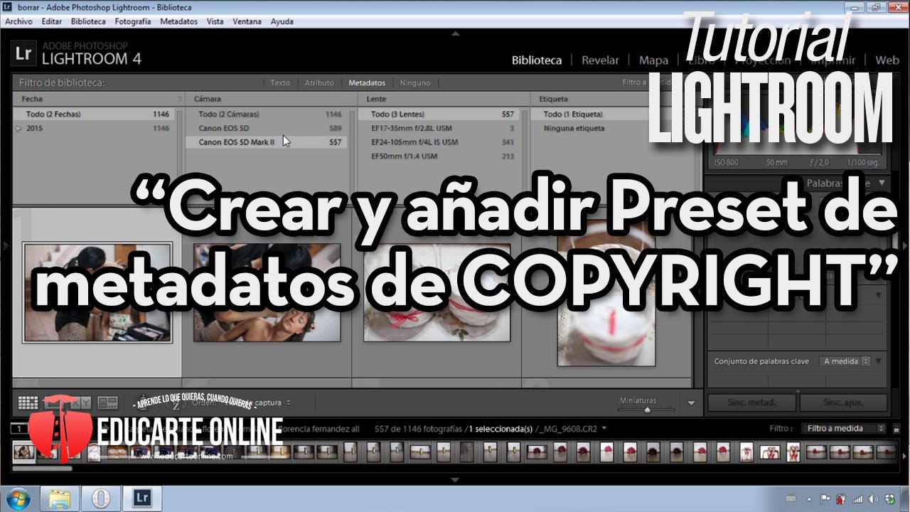 Crear y añadir Preset de Metadatos de Copyright en Lightroom