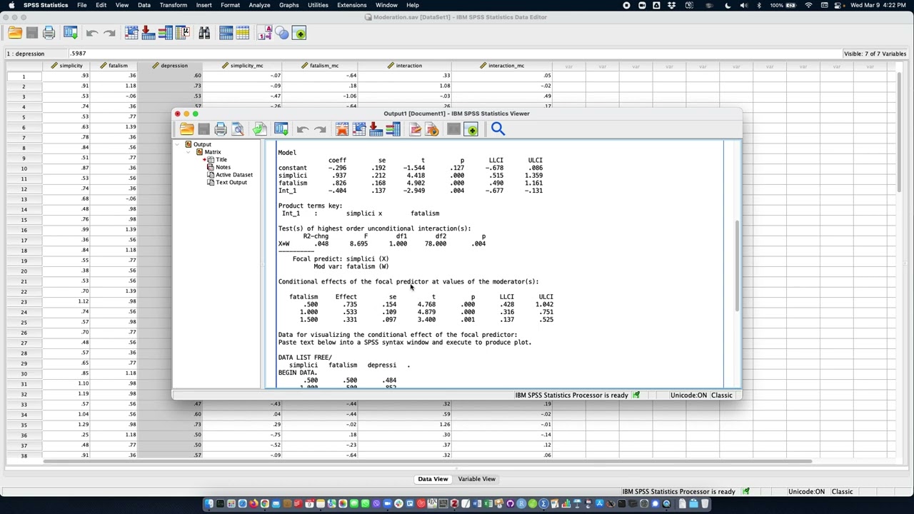 Simple moderation analysis in SPSS with PROCESS