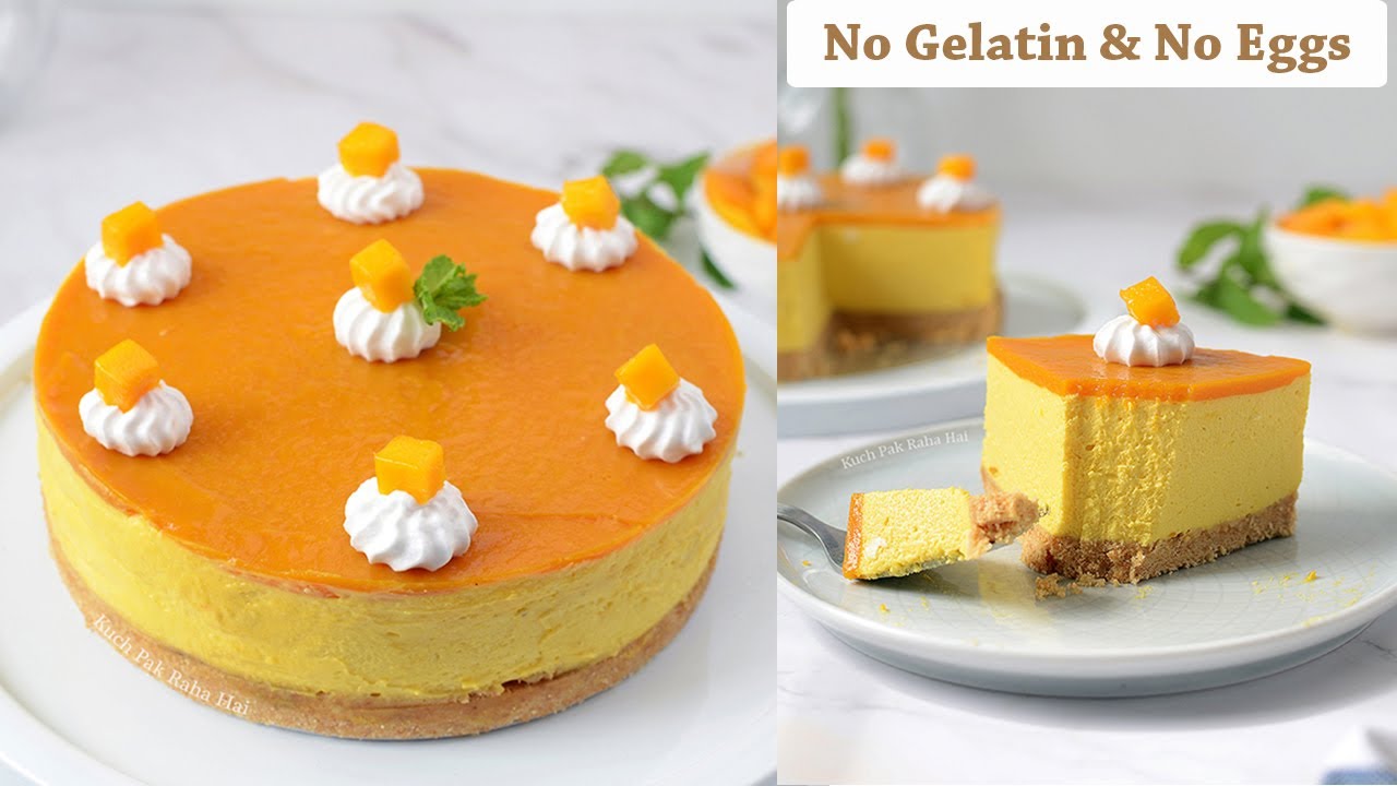 No-Bake Mango Cheesecake Recipe without gelatin | No Egg, No Oven, No Gelatin Mango Cheesecake