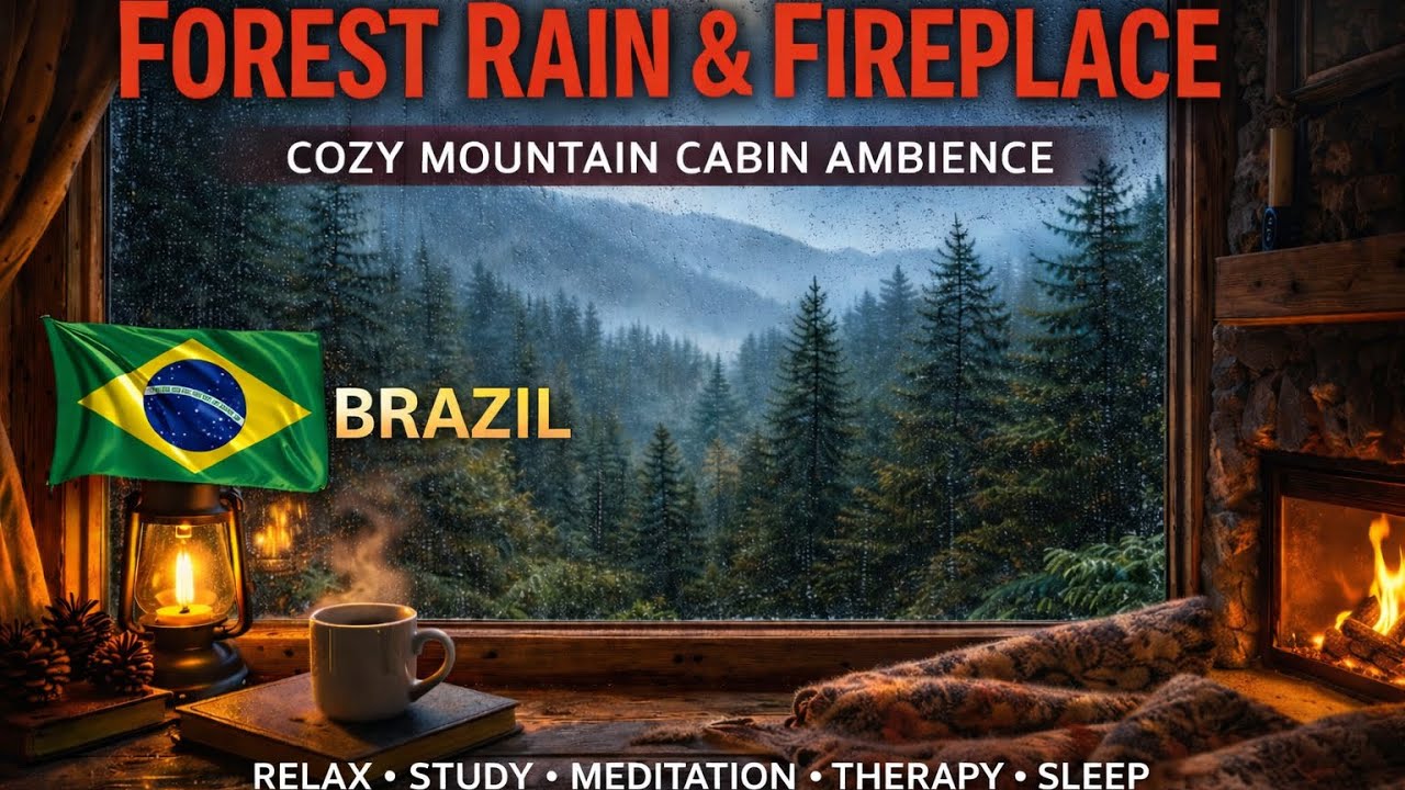 BRAZİL FOREST RAIN & FIREPLACE RELAX SOUND AMBİANCE🌧️🌧️🌧️2026