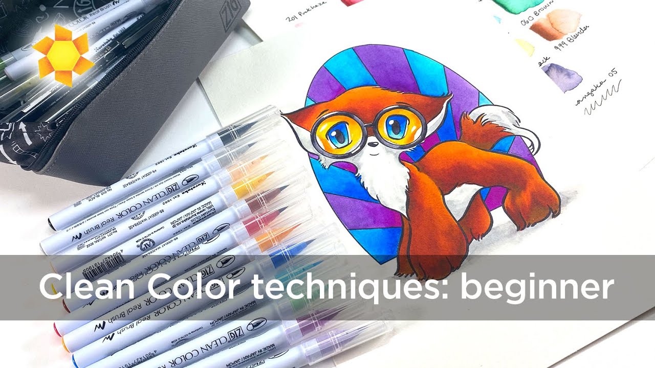 Zig Clean Color Real Brush: для начинающих (+ новая манга-лиса для печати)