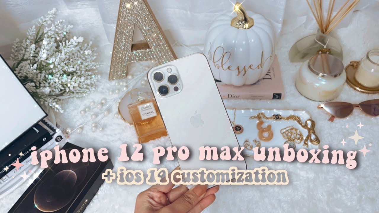 IPHONE 12 PRO MAX AESTHETIC UNBOXING & SETUP!!! Gold 256GB Model + iOS 14 Home Screen Customization