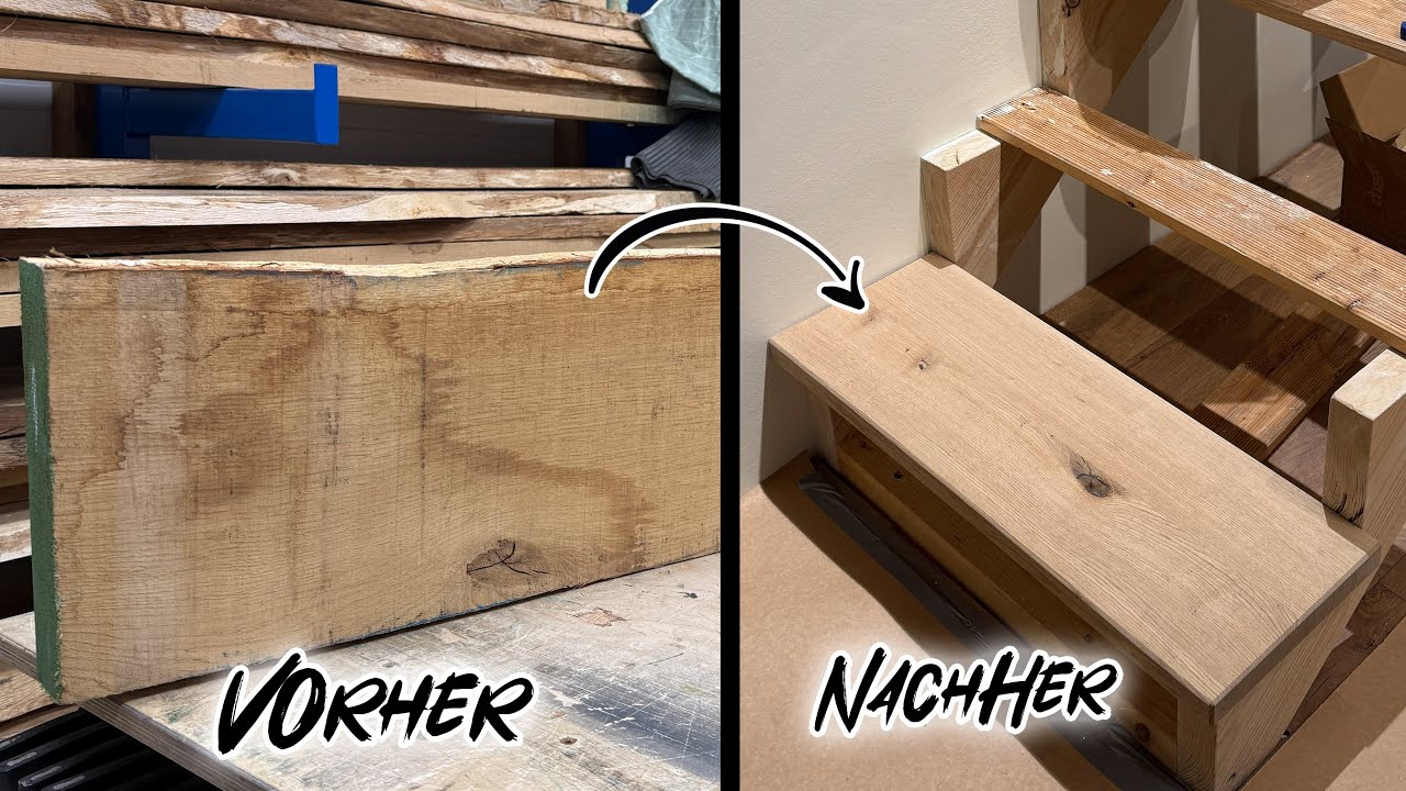 Treppe aus Eiche Massivholz selber bauen! So werden die Stufen hergerstellt!