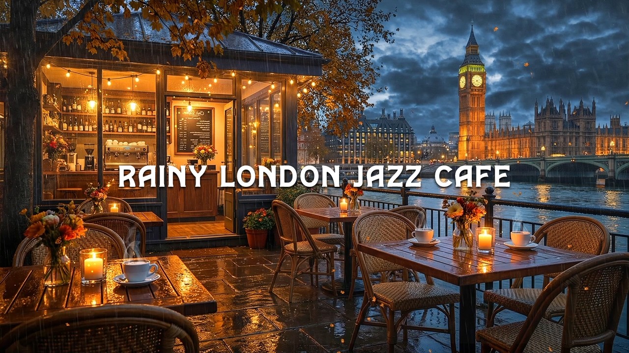 Rainy London Jazz Cafe ☔🕰 Relaxing Coffee Shop Music by Big Ben ☕ Calm Background Jazz Music