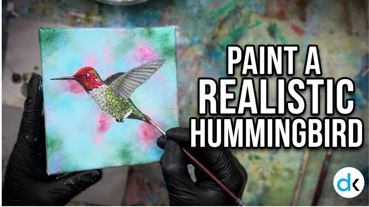 Paint a Realistic Hummingbird on Small Canvas | Acrylic Technique Tutorial