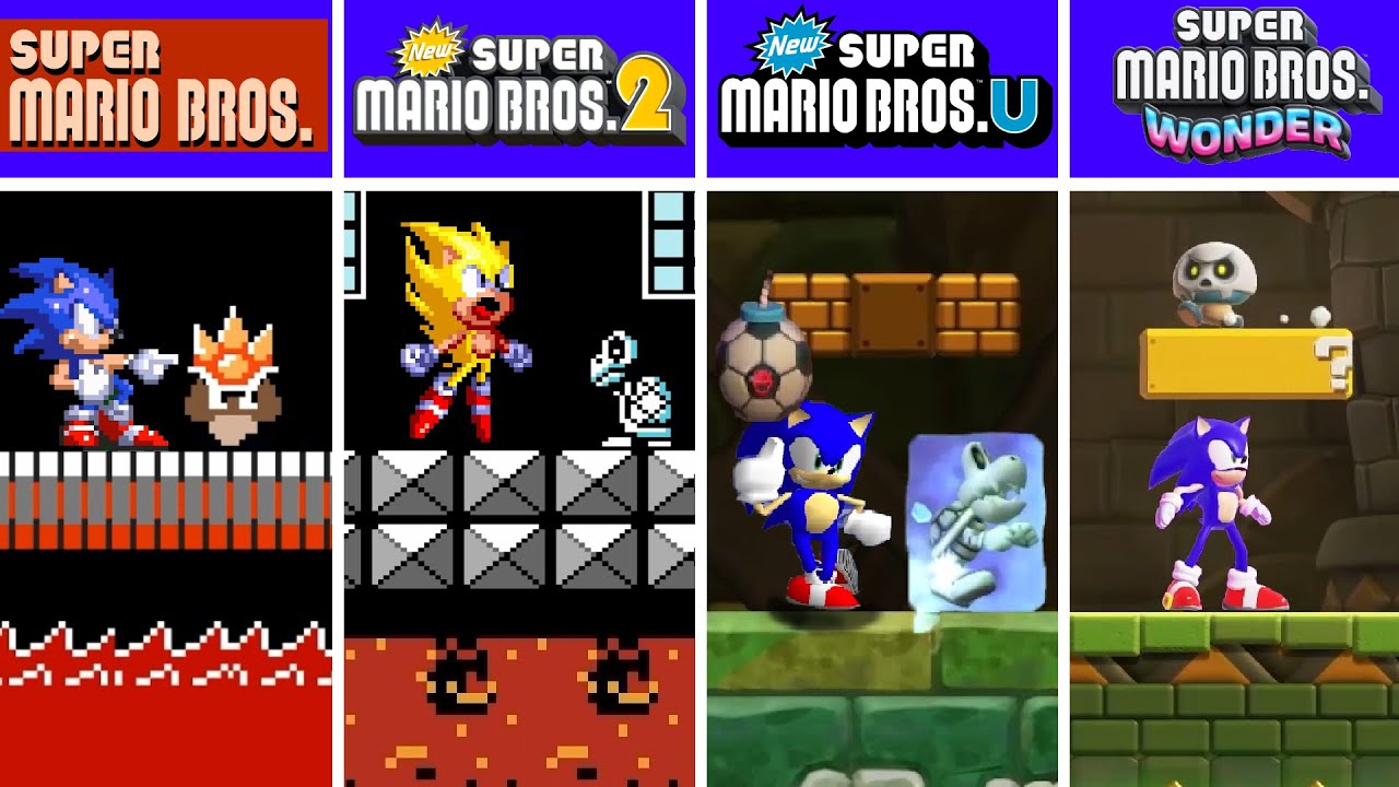 Evolution of Sonic Vs First Castle in Super Mario Games (1985-2024)