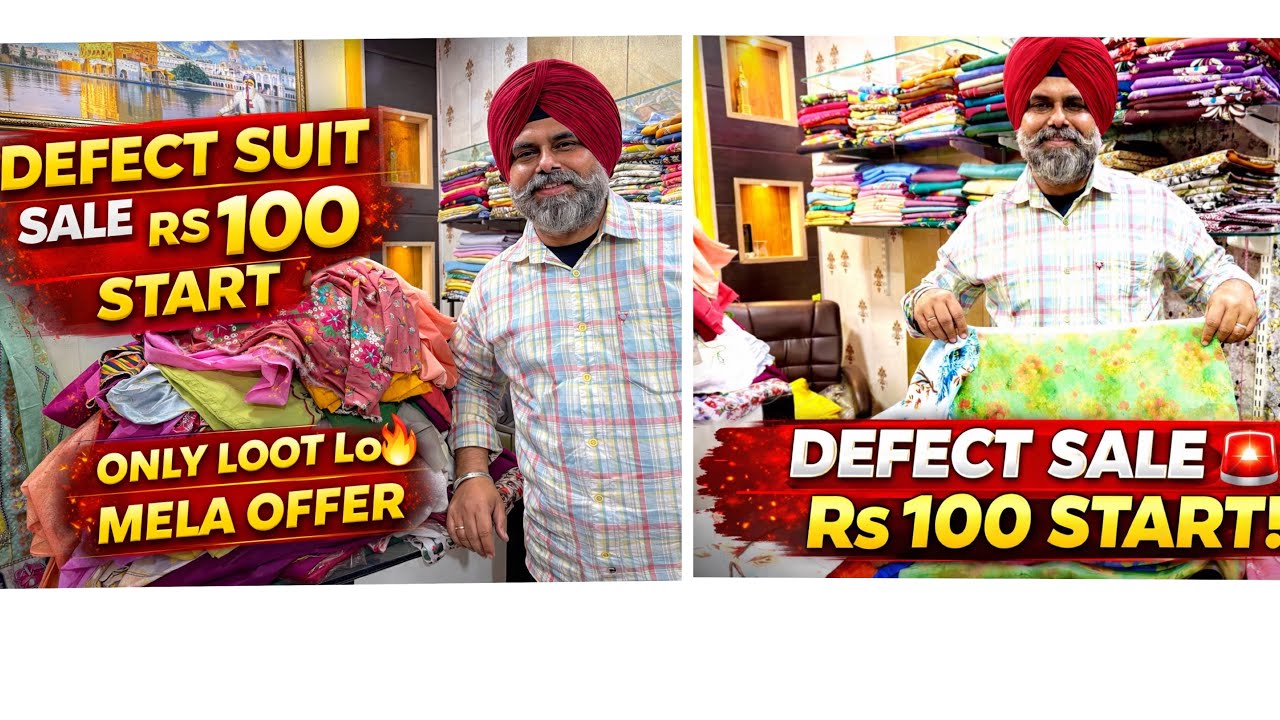 ਛੋਟਾ ਜਿਹਾ ਡਿਫੈਕਟ, ਵੱਡੀ ਬਚਤ😍 100 ਰੁਪਏ ਤੋਂ ਸ਼ੁਰੂ | 2 ਸੂਟ 500 ਵਿੱਚ! Defect Suit Sale 😱ਲੁੱਟ ਲੋ ਮੇਲਾ ਆਫਰ!