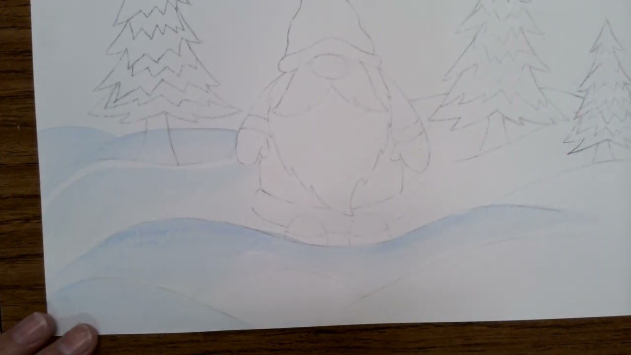 Watercolor Painting a gnome.