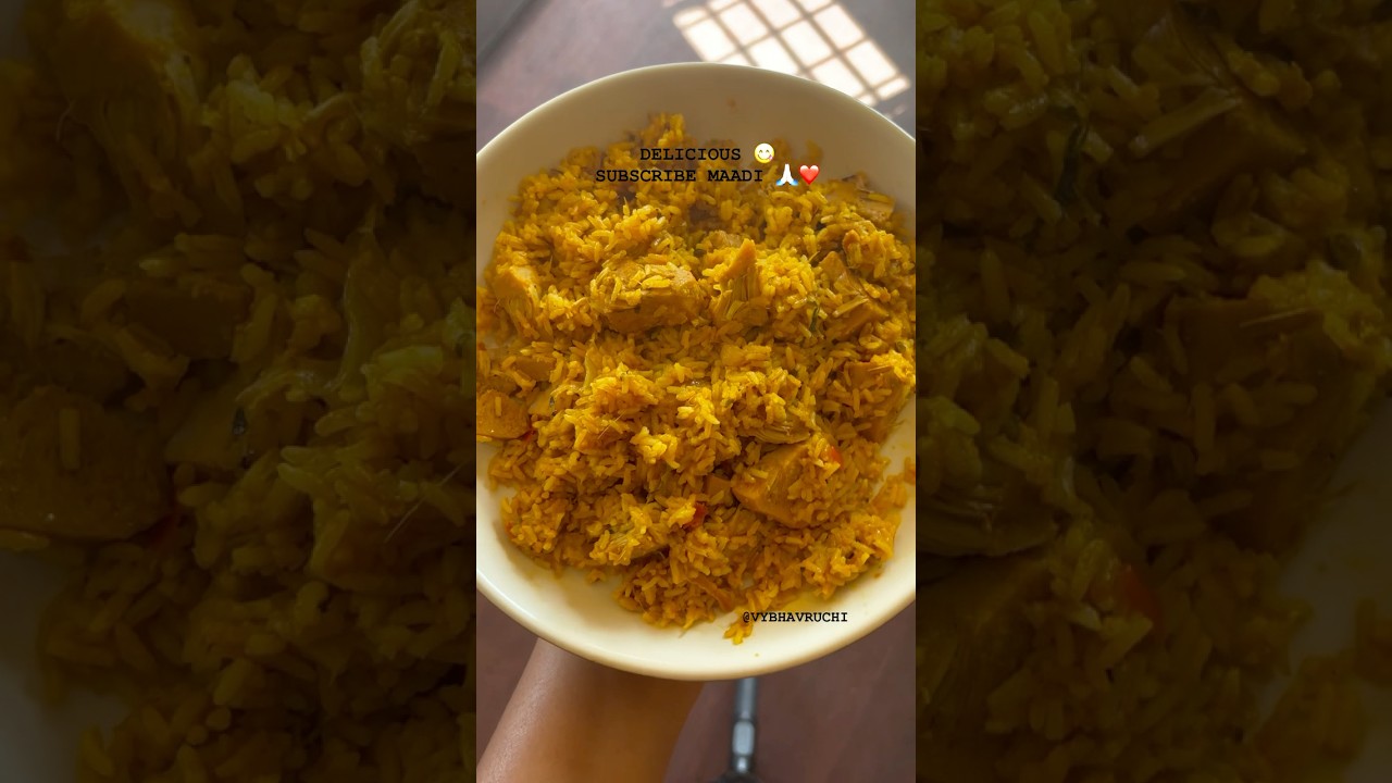 RAW JACKFRUIT PULAO/ಹಲಸಿನಕಾಯಿ ಪುಲಾವ್👩🏻&zwj;🍳 #shorts #rawjackfruitrecipe #pulao #ricerecipe