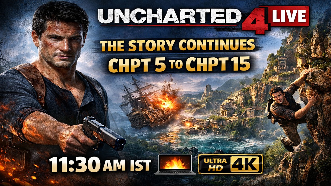 🔴 UNCHARTED 4 LIVE | THE STORY CONTINUES CHPT 5 TO CHPT 15  | 2:00 pm IST | Ultra HD 🎮🔥