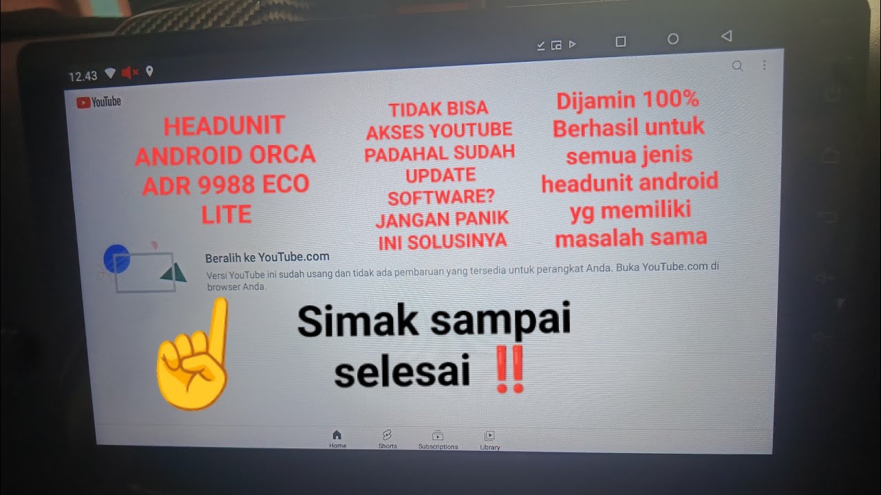 Cara perbaiki headunit android orca eco lite adr 9988 tidak bisa buka youtube, ini solusinya ‼️