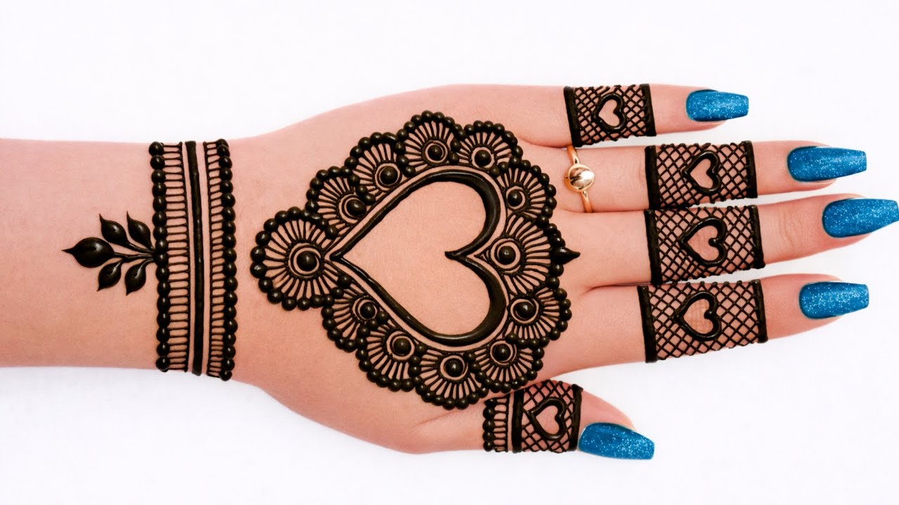 Very easy heart shape beautiful mehndi design | back side mehndi design | simple mehndi design | 
