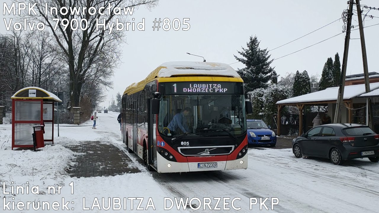 🚌Volvo 7900 Hybrid #805 🔑MPK Inowrocław 📟1➡LAUBITZA DWORZEC PKP