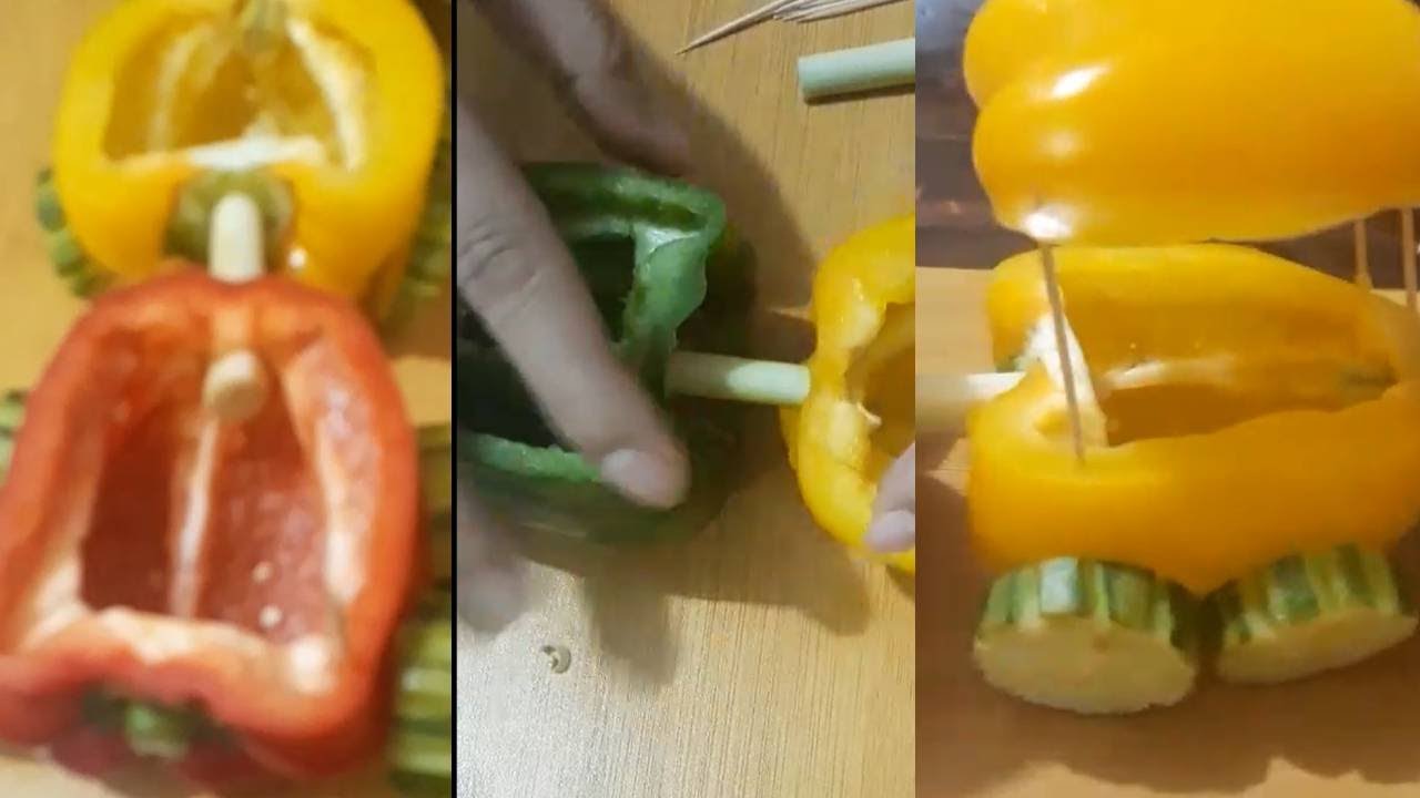 How to make bell pepper to be train so cute