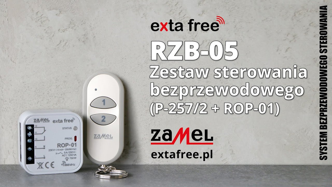 RZB-05 Zestaw sterowania bezprzewodowego ROP-01 + P-257/2, sterowanie oświetleniem, Zamel, exta free