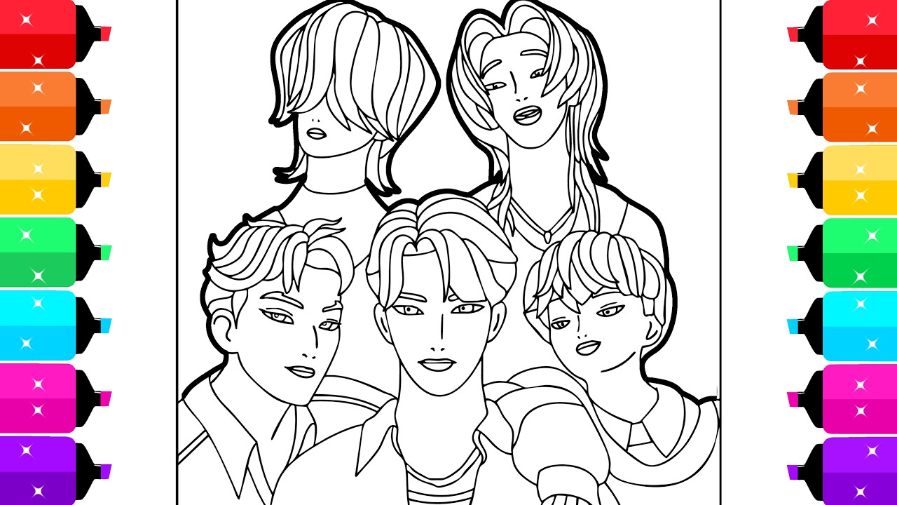 KPop Demon Hunters Coloring Pages Saja Boys | Coloring Jinu, Abby, Mystery, Romance, Baby