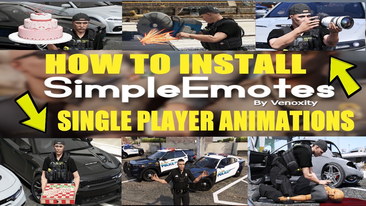 How To Install SimpleEmotes | FiveM Animations/Emotes For SP | GTA 5 LSPDFR Mods