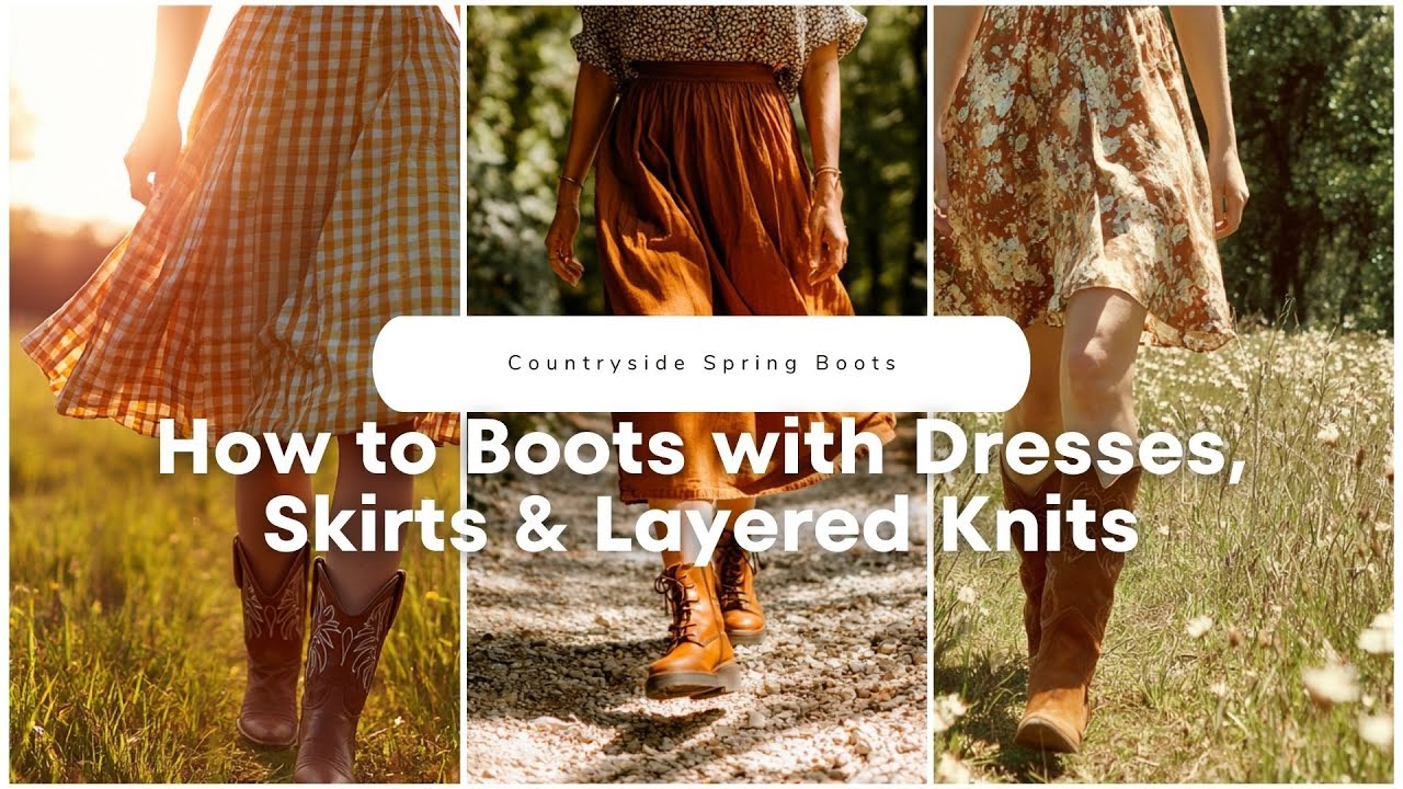🌾 How to Pair Countryside Spring Boots with Dresses, Skirts & Layered Knits! 🎀