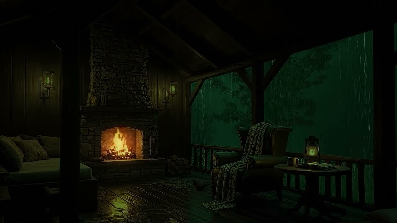 Stormy Cabin Night 🌧 Rain and Thunder Ambience for Sleep and Calm Relaxation