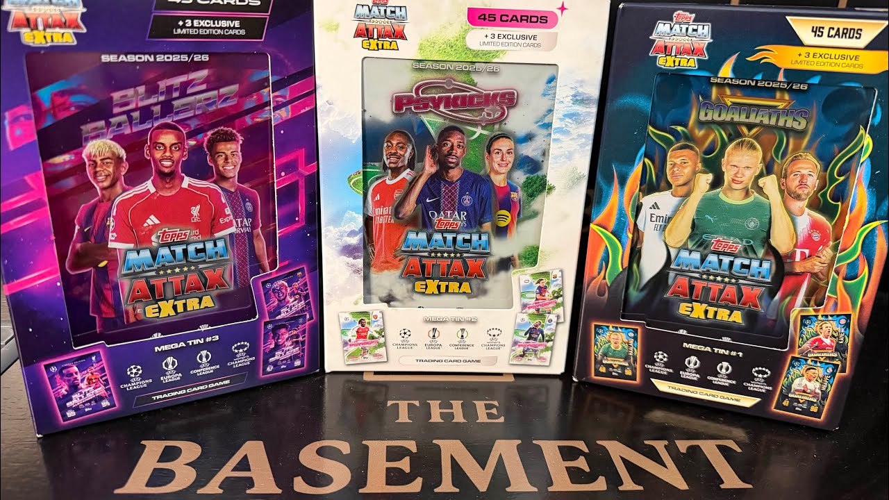 Opening ALL 3 Match Attax Extra Mega Tins &ndash; HUGE Pulls Inside? #toppsuk #matchattax #fy 
