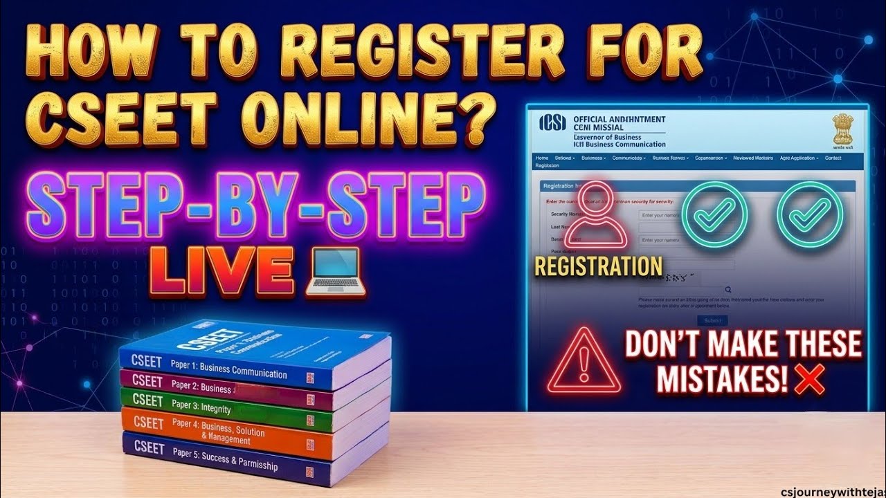 How to Register for CSEET Online? Step by Step Live Process! 💻 | cs journey with tejas #cseet #cs 