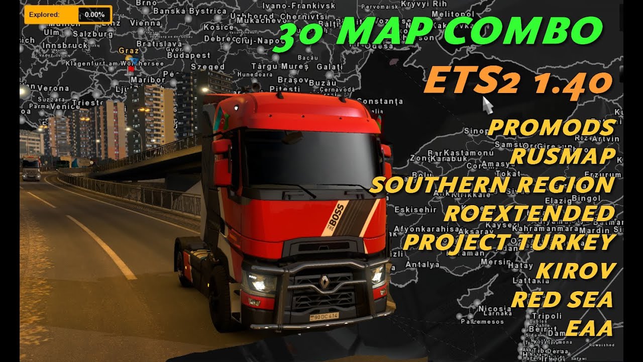 30 Maps Mega Combo for ETS2 1.40 (Including Promods, EAA, Roextended, Rusmap, Kirov Bonuses) Guide