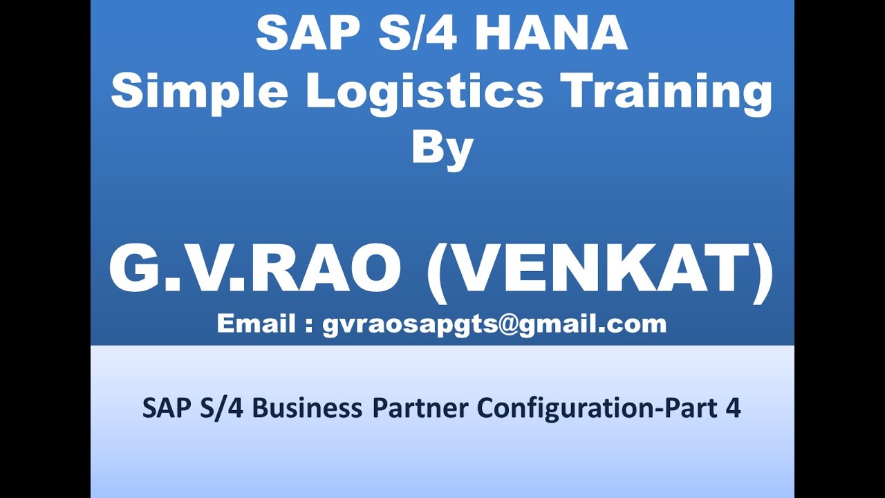 SAP S/4 HANA Business Partner Master Data
