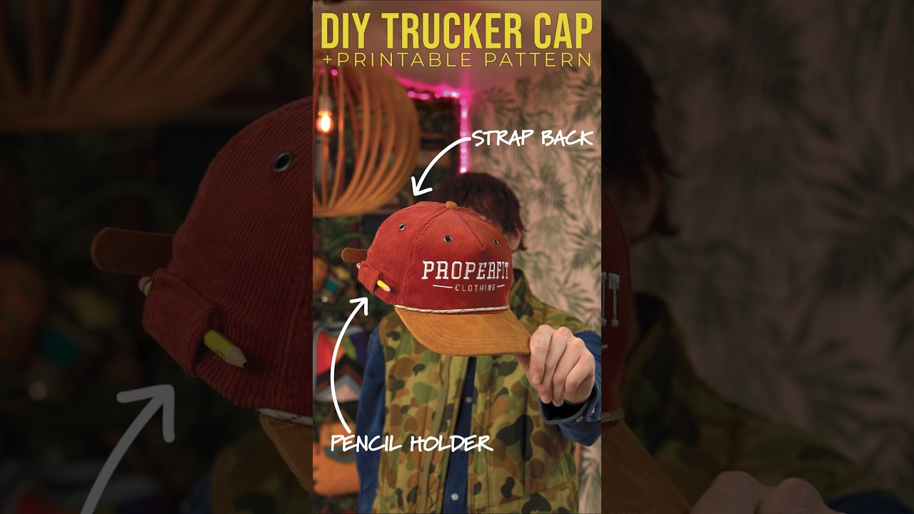 DIY Trucker Cap With Printable Pattern (Easy Sewing Project) #diy #hats #hatmaking #truckerhat