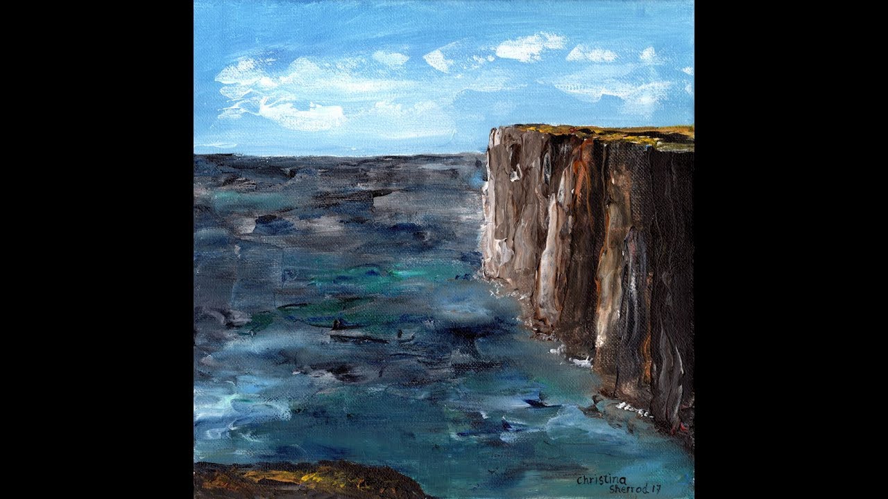 Seaside Cliffs Palette Knife Acrylic Painting Tutorial