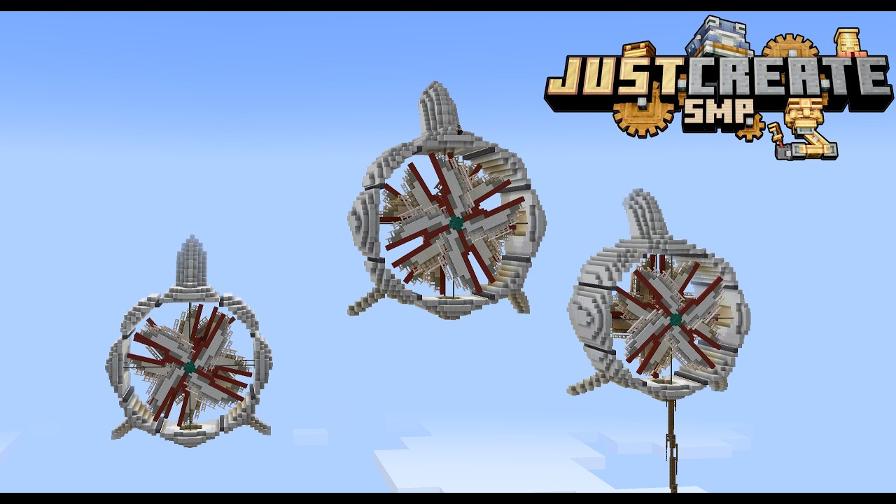HUGE Floating Solarpunk Minecraft Create Windmills!