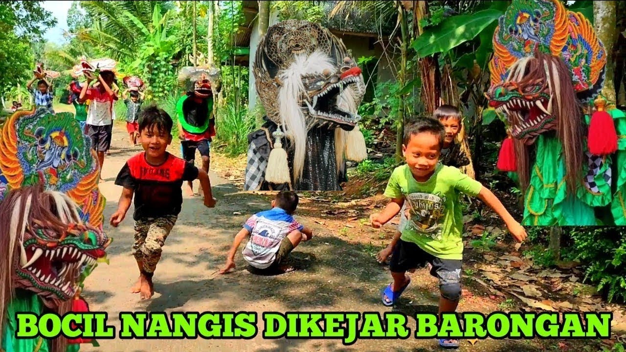 Barongan ngamuk semua Bocil dikejar sampai lari terbirit-birit