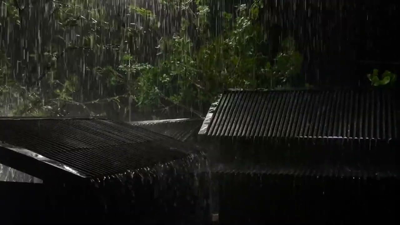 No Ads Rain Sounds for Sleeping - ASMR Gentle Heavy Rain On Tin Roof for Night Relaxation