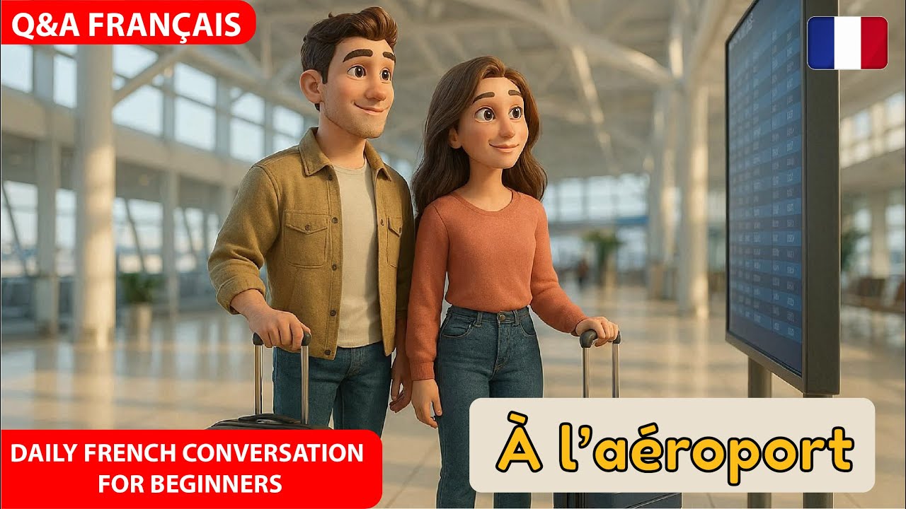 French at the Airport ✈️ | Check-In, Security & Boarding | Real French–English Conversations (A1–A2)