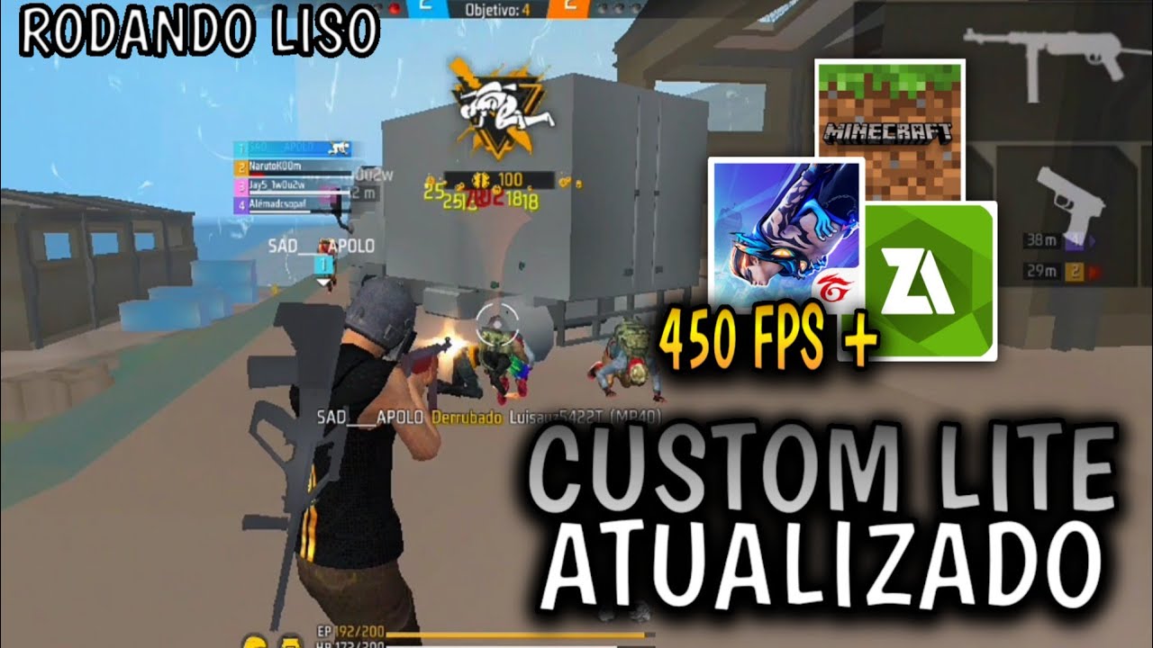 ‼️ PARA TODOS CELULARES! ‼️ CUSTOM LITE FREE FIRE COM 1 MB GRÁFICO DE MINECRAFT DA NOVA ATUALIZAÇÃO