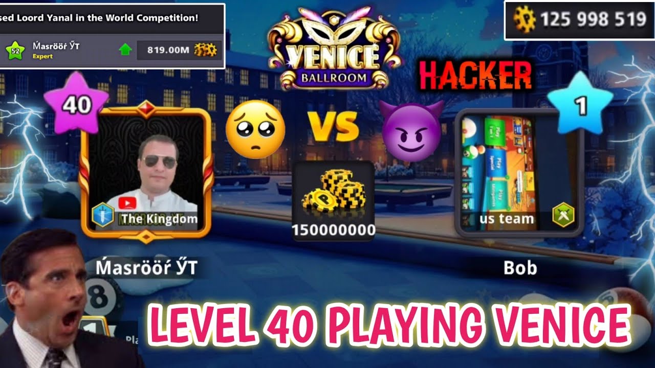 Level 40 in VENICE Table 😳 vs  CHET0 H@cker 🥹 World TOP 3 😎 200M to 2 BILLION Coins - 8 ball pool