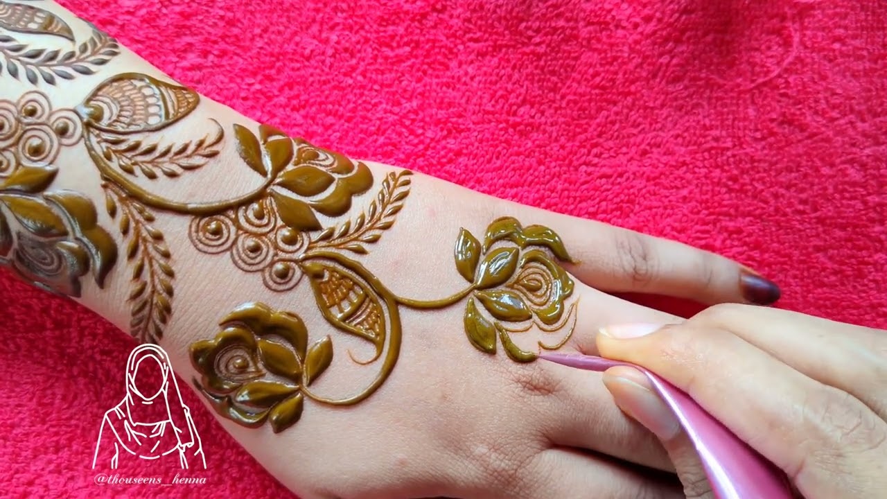 Beautiful Bold Gulf Henna design tutorial || viral henna design tutorial