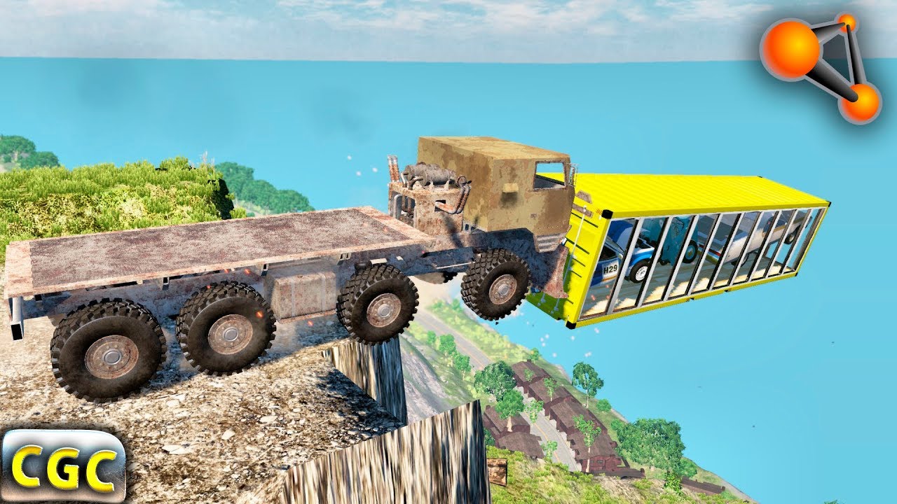 Dropping container with the cars of the cliff BeamNG Drive #4