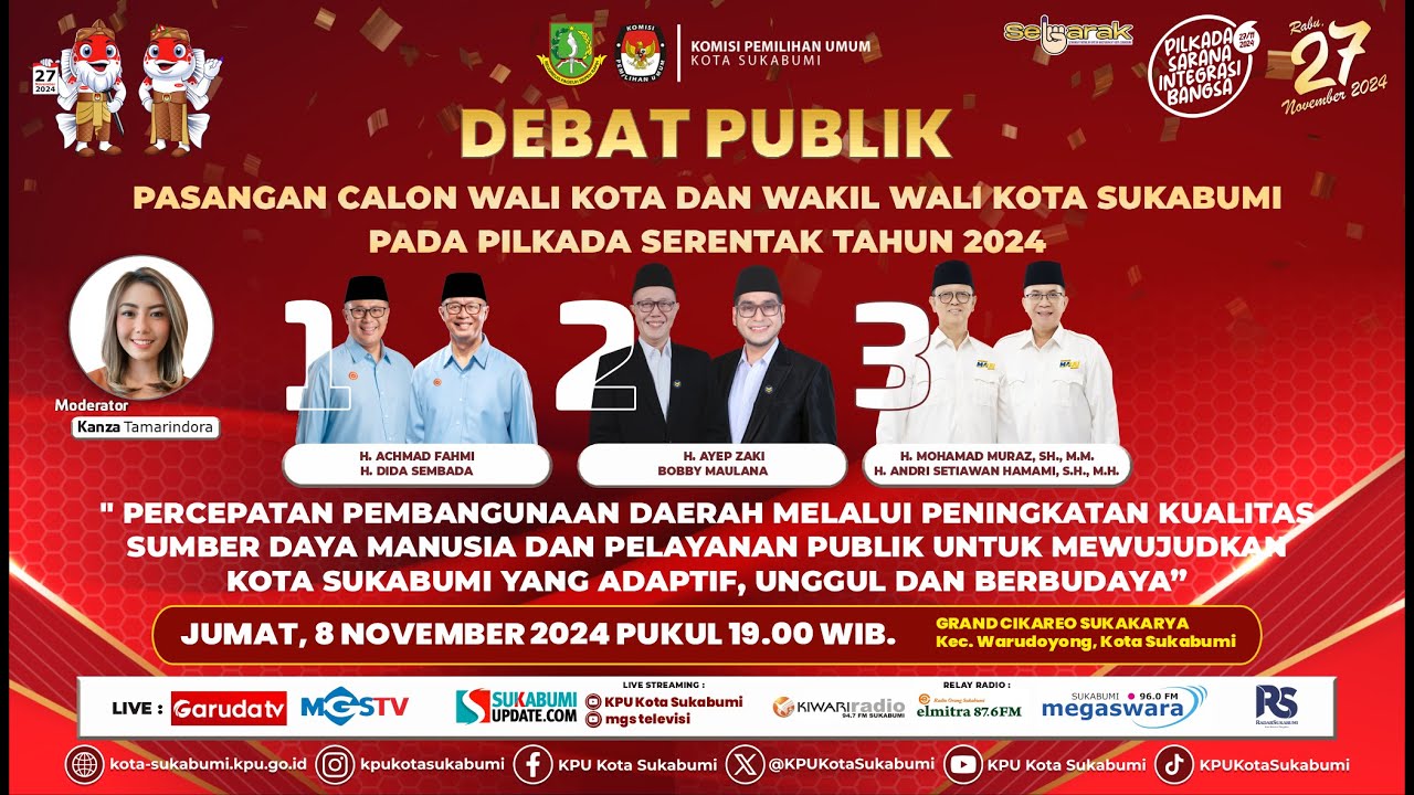 DEBAT PUBLIK PASANGAN CALON WALIKOTA DAN WAKIL WALIKOTA SUKABUMI PADA PILKADA SERENTAK TAHUN 2024